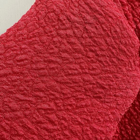 Vintage Y2K V Cristina Bright Pink Textured Stretch Knit Peplum Top M - Picture 3 of 6